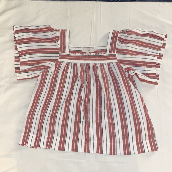 Loft Striped Linen Blend Short Sleeve Blouse - Picture 6 of 11